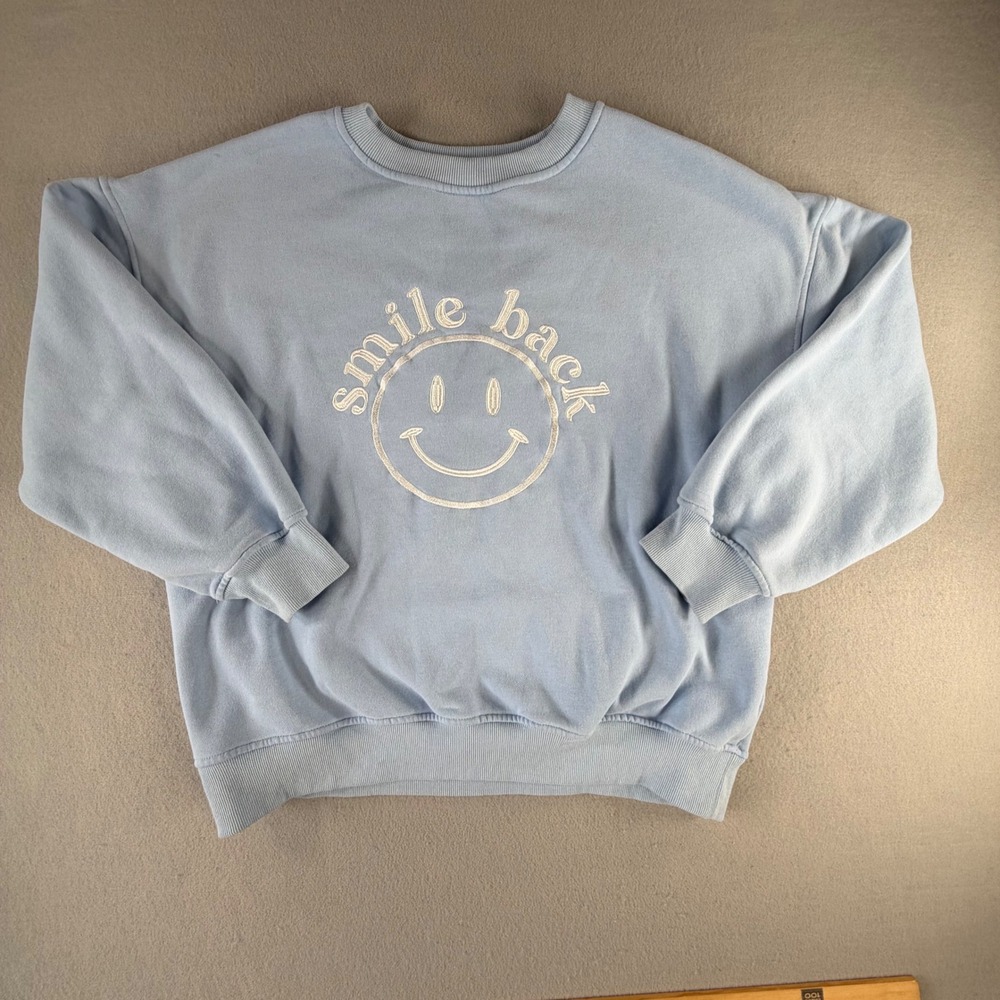 Le Lis Collection Light Blue Oversized Crewneck Sweatshirt Women Size M Preppy